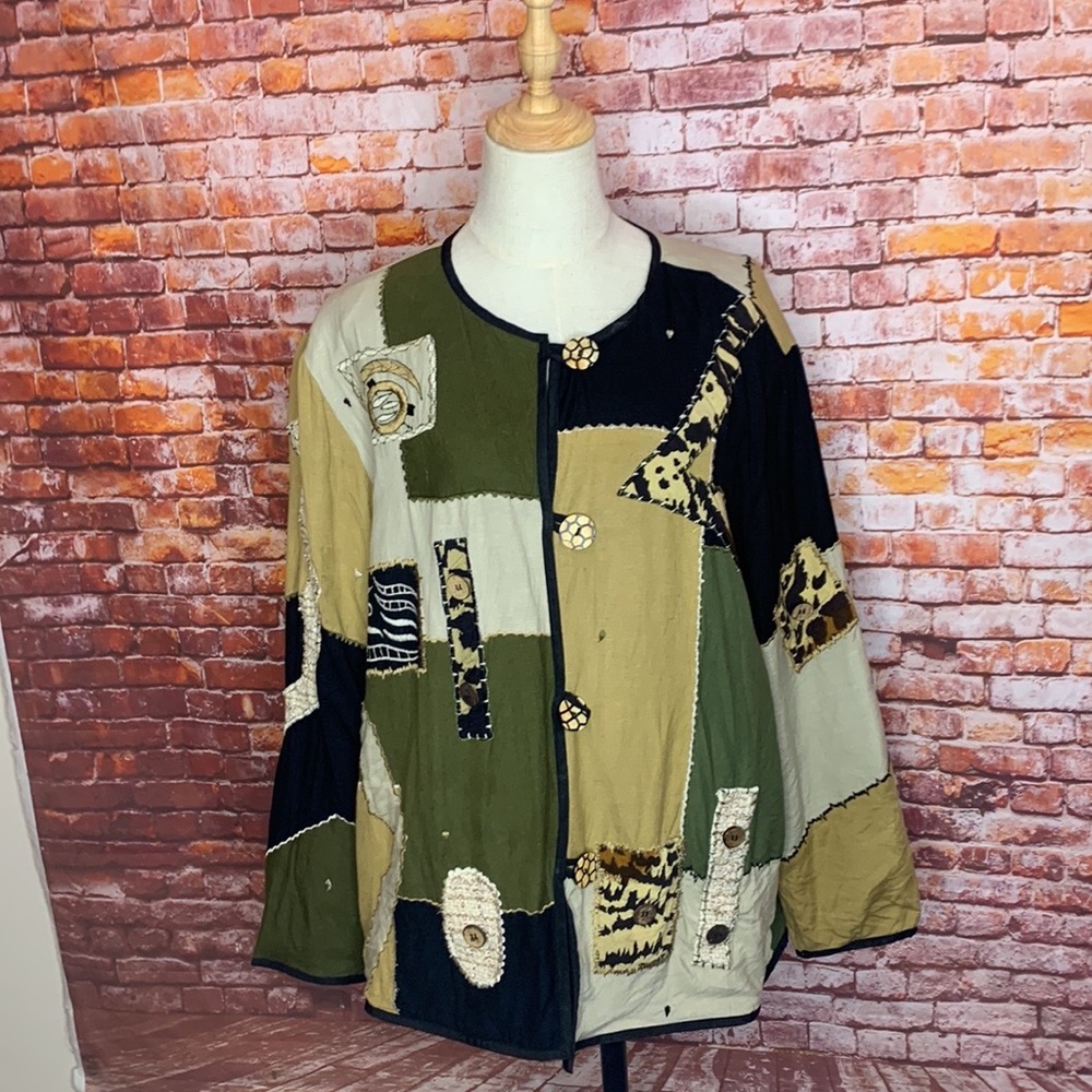 Vintage Fashion Bug Textured Lagenlook Boho Burton Down Jacket